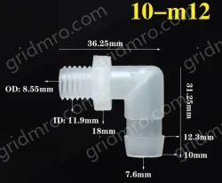 10-M12-M thread right angle elbow