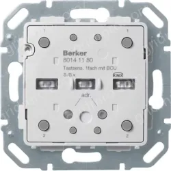 Push-button module 1gang, intg temp. sensor+bus coupl. unit,KNX-S.1/B.3/B.7
