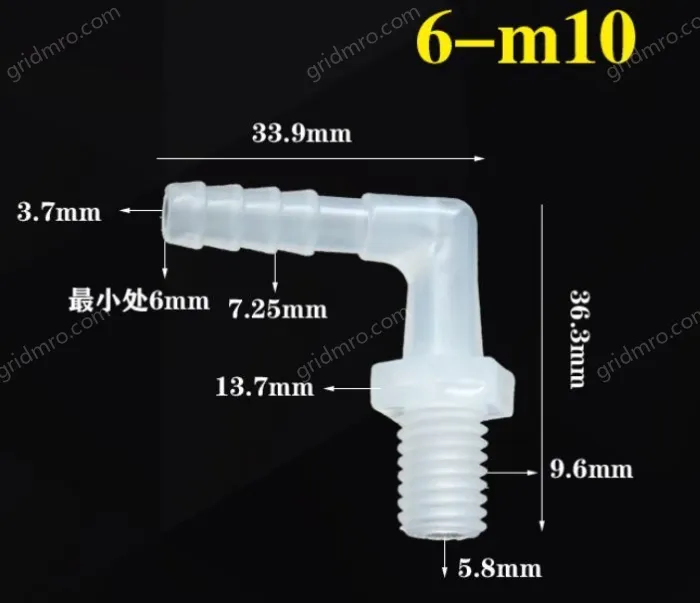 6-M10-M thread right angle elbow