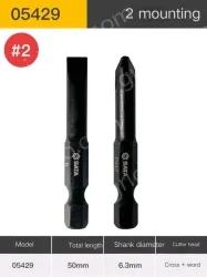 2Pcs single head cross #2/slotted 6mm total length 50mm-05429